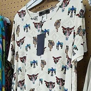 Bull Skull Serape Ladies Dress Size M NWTS!